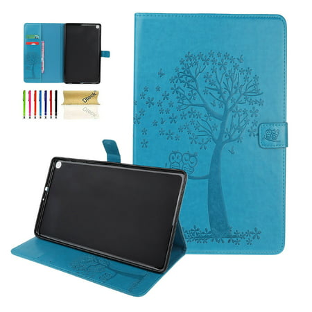 Dteck Folio Case For Samsung Galaxy Tab A 10.1 inch 2019 SM-T510/T515, Embossed Tree PU Leather Folding Stand Wallet Cover, Built-in Card Slots, Magnetic Closure,