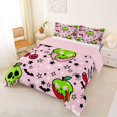 thumbnail image 2 of Manfei Kawaii Apple Skull Queen Comforter Set 3 Pieces, Happy Halloween Stars Print Comforter Sets Queen, Pink Green Red,Pink Reversible,1 Comforter and 2 Pillowcases, 2 of 6