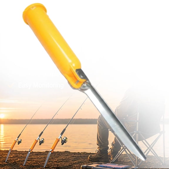 Fishing Rod Holder Ground Spike, Sand Spikes for Surf Fishing, Heavy Duty Stainless Steel Bank Stand, Foldable Portable Fishing-Rod Support with Storage Slot for River Lake Shore Carp Fishin-g Tool