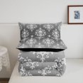thumbnail image 5 of Homewish Hipple Halloween Skull Twin Comforter Sets,Victorian Damask Bedding Set,Gray White,Black Reversible,2 Pieces,1 Comforter and 1 Pillowcase, 5 of 7