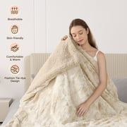 MARNUR Electric Throw Blanket 50 x 60, Soft Faux Fur Heated Throw Blanket with Large LED Display, 6 Heating Levels, 4 Hours Timer- Tie-Dye off White