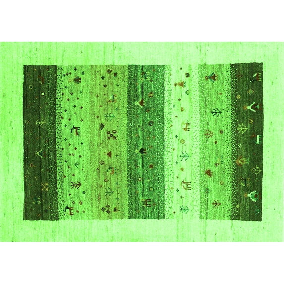 Ahgly Company Indoor Rectangle Solid Green Modern Area Rugs, 7' x 9'