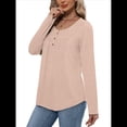 thumbnail image 3 of Camisas de Larga para Mujer, Conjuntos de Otoño, Cuello Redondo, Túnicas Casuales, Blusas de Moda, Ropa de Moda. Rosa M, 3 of 6