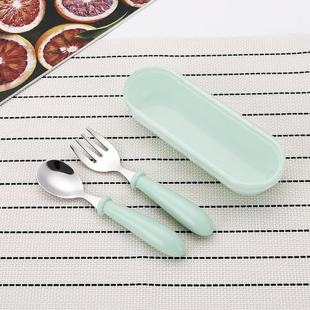 

TKing Fashion Stainless Steel Baby Cutlery Fork And Spoon Baby Cutlery Toddler Training Tools - Green