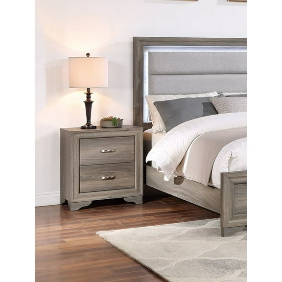 Cterwk Modern 2 Drawers Nightstand Wooden Bedside Table for Bedroom, Living Room