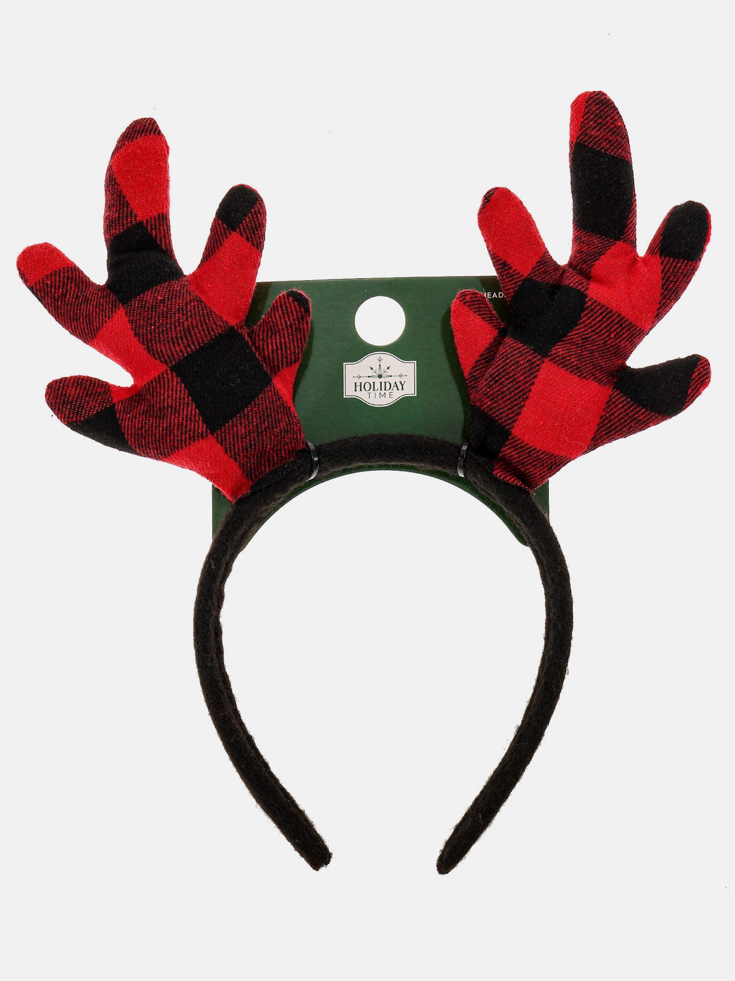 Way to Celebrate Women's Plaid Reindeer Antler Headband, Brown, 1 Piece, One Size Fits Most