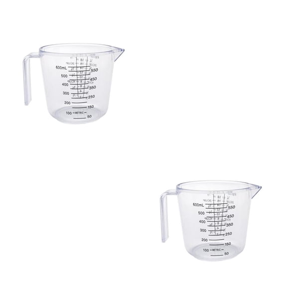Advancent 150/300/600ml Plastic Measuring Cups Laboratory Tableware Tool Baking Accessories Container Cooking Measure Transparente 600ml 2piezas