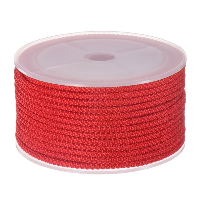 Unique Bargains Cordon de Perlage en Nylon 3 mm, Fil Tressé en Nylon Extra Résistant pour Fabrication de Colliers, 10 M/33 Pieds, Rouge
