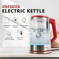 thumbnail image 2 of Aiwa 2-Liter Glass Electric Water Kettle, Cordless Hot Water Boiler with Auto-Shutoff, Red, 2 of 10
