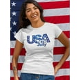 thumbnail image 2 of Usa 4Th July Shaped T-Shirt Women -Image by Shutterstock, Female x-Large, 2 of 4