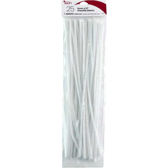 CousinDIY Chenille Stems 3mmx12" 25/Pkg-White
