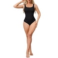 thumbnail image 2 of INSPIRE CHIC Ribbed Shapewear Bodysuits for Women Square Neck Tank Tops Thong Sleeveless Bodyshaper S Black, 2 of 5