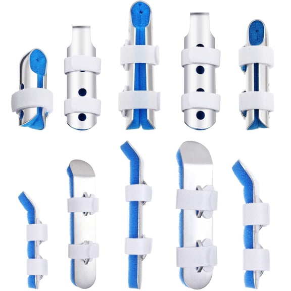 10 Pieces Finger Splint Metal Finger Support Knuckle Stabilizer with Soft Foam Interior and Protective Vent