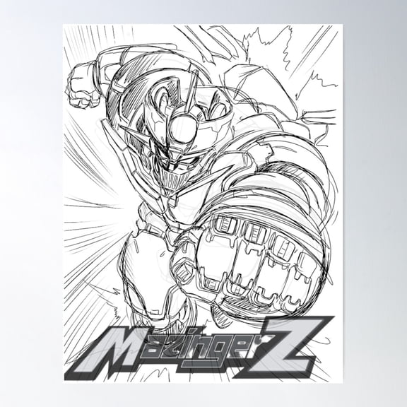 Mazinger Z Black And White Poster Wall Art, Modern Wall Decor For Living Room Bedroom, 12x18 UNFRAMED