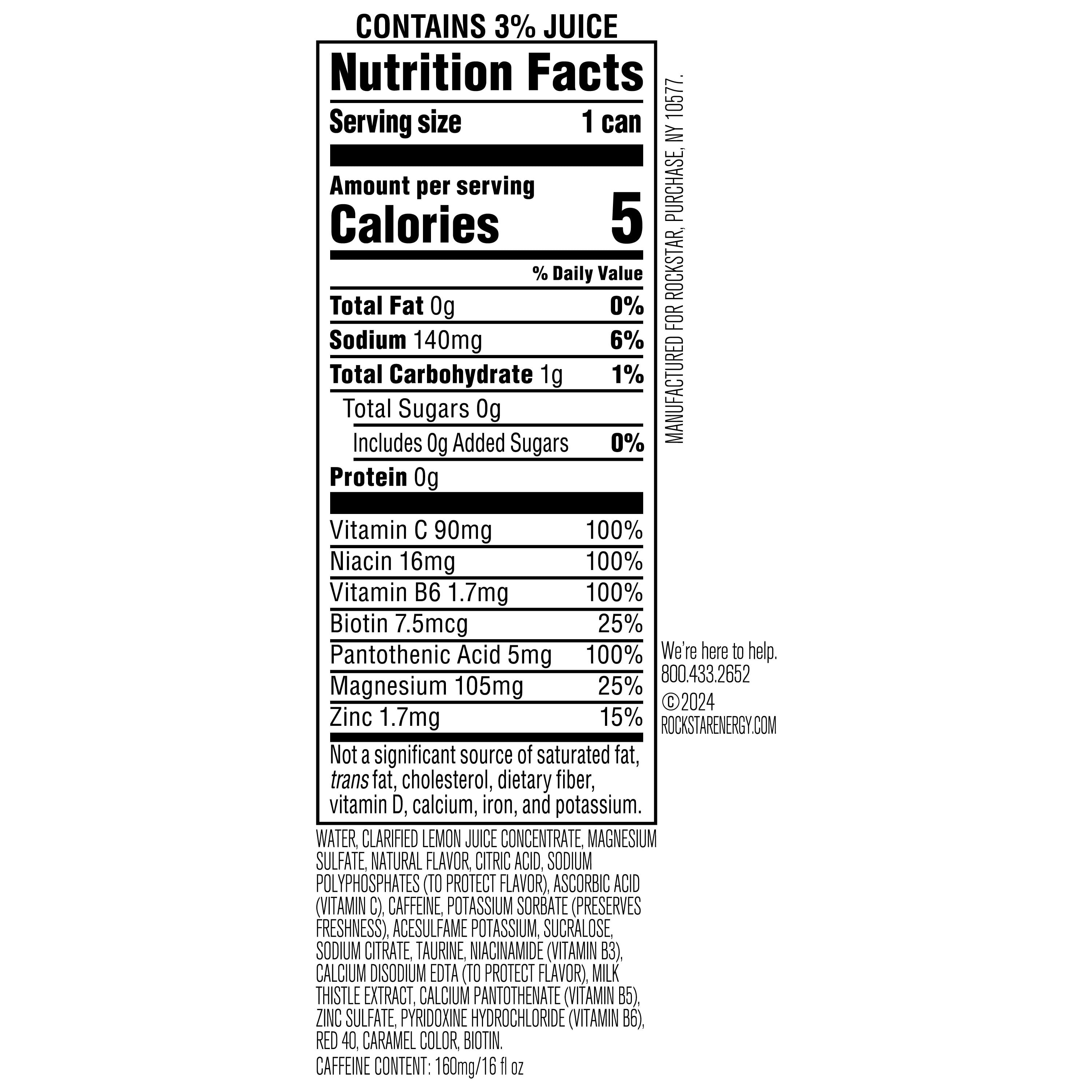 Rockstar Recovery Strawberry Lemonade with Electrolytes, 16 fl oz Can
