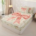 thumbnail image 2 of Manfei Cute Bow Zipper Twin Comforter Sets with Fitted Sheet and 2 Pillowcases,Rustic Plant Flower Zipper Bedding Set,Light Gray Reversible,4pcs, 2 of 7