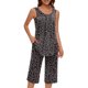 thumbnail image 4 of Conjunto de Ropa de Salón para Mujer Cuello Redondo Blusa sin Mangas Sólida Y Pantalones Cortos de Cintura Elástica Pantalones, Pantalones Cortos de Verano para Mujeres, 4 of 7