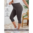 thumbnail image 2 of SHOWMALL Women's Plus Size High Waisted Capri Yoga Leggings with Pockets, Dark Gray 3X Tummy Control Cropped Workout Pants for Gym & Running, 2 of 9