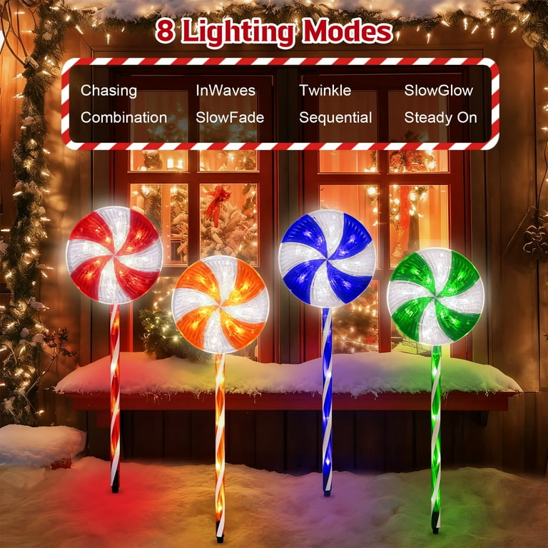 Ktinnead 8 Pack Christmas Solar Pathway Lights, 27