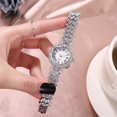 thumbnail image 3 of PENGXIANG 2Pcs/Set Women Watch Bracelet Kit  Dial Shiny Rhinestones Inlaid Roman Numerals Pointer Display Accurate Decorative Gift Lady Quartz Wristwatch Bangle Jewelry Fashion Accessorie, 3 of 10