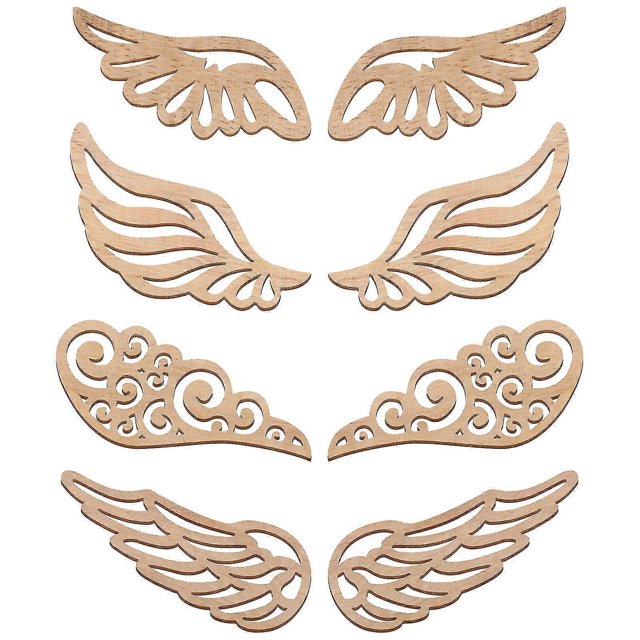 80 Pcs Angel Wings Wooden Wings Hollow-out Wood Chips Creative Diy Accessories For Crafts