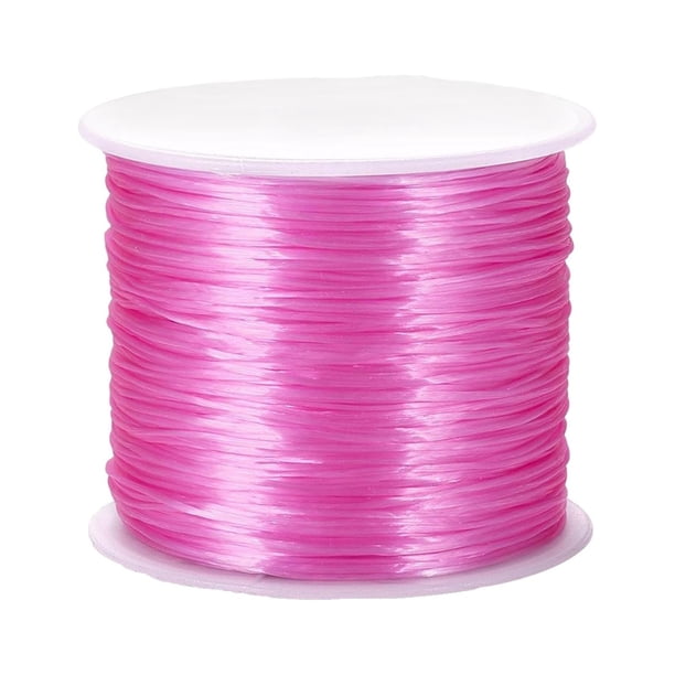 Cuerda elástica de 0,8 mm con cuentas de colores fuertes y elásticas para abalorios. Rosa 60mx0.8mm