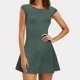 thumbnail image 4 of mfyjkho Vestidos para mujer, Vestido de mujer de encaje de color liso, manga corta, cuello redondo y largo medio Vestidos maxi para mujer m, 4 of 6