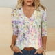thumbnail image 1 of ICHUANYI Clearance Women's Fashion Printing Loose T-shirt 3/4 Sleeves Blouse V-Neck Casual Tops(Khaki, XL) ICHUANYI WER2023081100452, 1 of 5