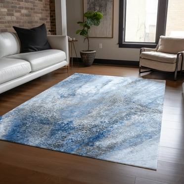 Addison Rugs Chantille Indoor/Outdoor Contemporary Watercolors Navy Washable Rectangle Rug, 9' x 12'