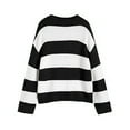 thumbnail image 5 of Sale Clearance Baberdicy Women's 2024 Autumn and Winter Round Neck Long Sleeve Striped Sweater Border European and American Clothing Bell Sleeve Loose Sweater Women, 5 of 5