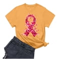 thumbnail image 3 of Nfurl Women's Pink Ribbon Graphic Tees Shirts Plus Size Breast Cancer Awareness Shirts Casual Short Sleeve Crewneck Tshirts for Survivor Gift Yellow XXXL, 3 of 4