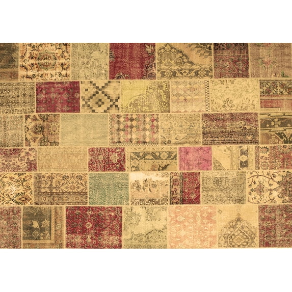 Ahgly Company Indoor Rectangle Patchwork Brown Transitional Area Rugs, 6' x 9'