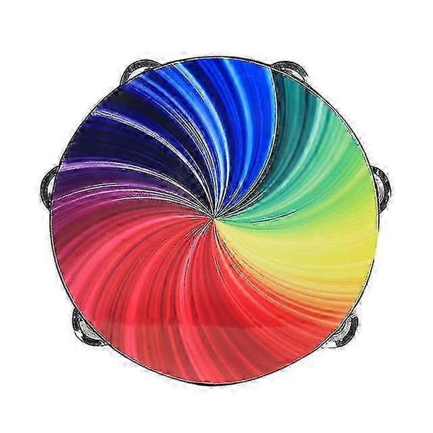 8"/ 10" Radiant Tambourine Hand Hand Drum With Double Row S Drum Percuss Instrument Toy 26s