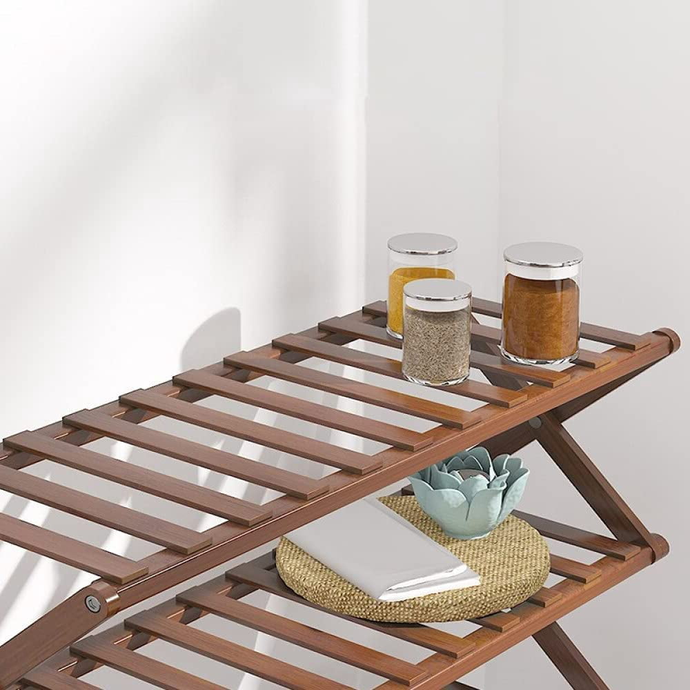 ShadeMart Brown 5 Tier Bamboo Shoe Rack,Portable Folding Shoe Storage Rack,Without Installation Small Shoe Rack Perfect for Corridors, Bedrooms and Small Spaces