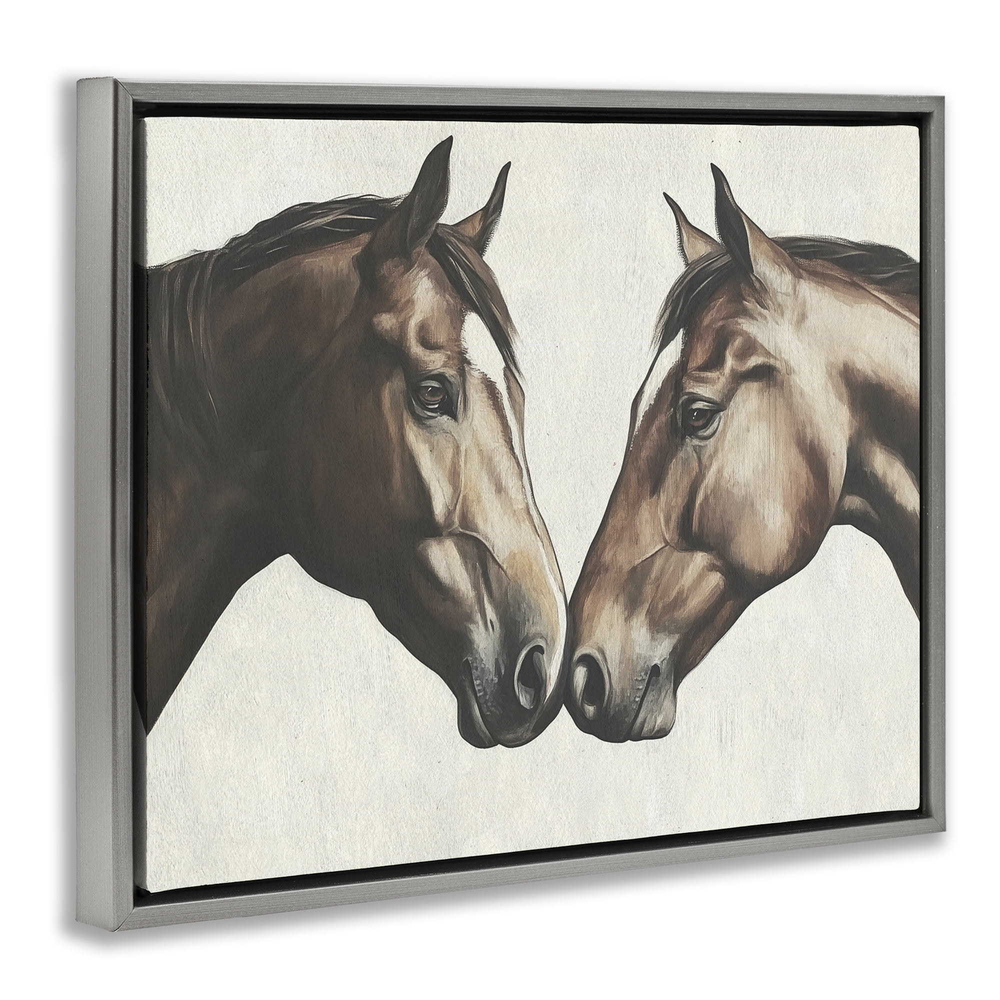 Stupell Industries Equine Companions Pair Gray Framed Floater Canvas Wall Art, design by Svetlana Aleynikova