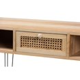 thumbnail image 5 of Baxton Studio Harrell Mid-Century Modern Transitional Oak Brown Finished Wood and Black Metal 1-Drawer Console Table, 5 of 7