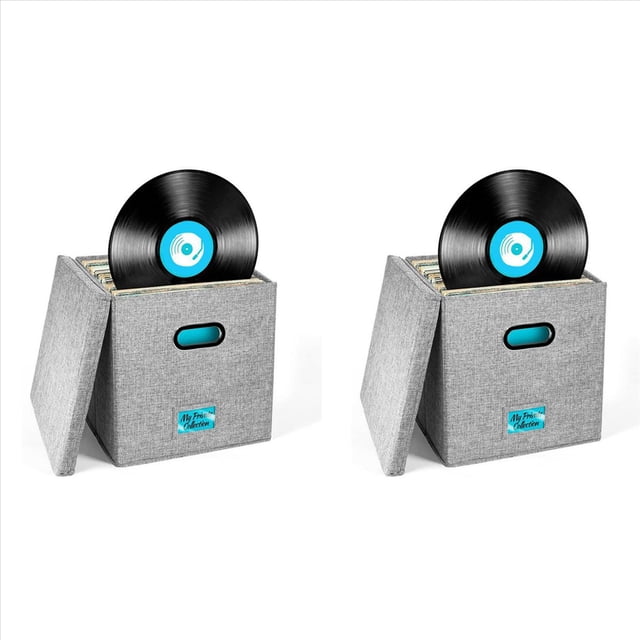 2X Caja de Almacenamiento de con Tapa y Asas, Organizador de , Decoración Elegante para el Hogar, Soporte Protector para Álbumes