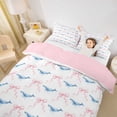 thumbnail image 3 of jejeloiu Watercolor Whale Ribbon Bedding For Girls,Delicate Coastal Print Duvet Cover Full,White Blue,Pink Reversible,3-Piece,1 Duvet Cover and 2 Pillowcases, 3 of 6