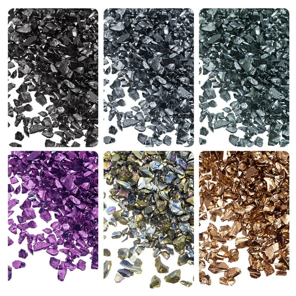 Uxcell 6 Colors Crushed Glass Chips, 1-4mm Irregular Sequins Metallic Color Glass 28g Dark Color Series