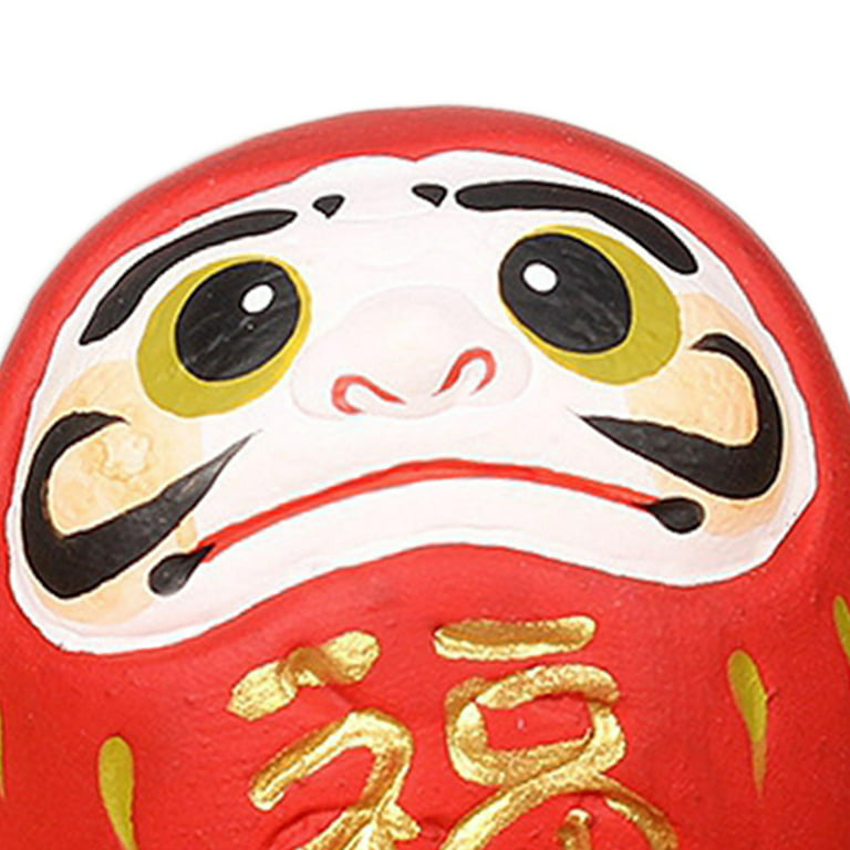 Japanese Ceramic Daruma Doll Table Ornament Red, Size: 4.5 cm
