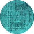 thumbnail image 1 of Ahgly Company Machine Washable Indoor Round Oriental Turquoise Blue Industrial Area Rugs, 5' Round, 1 of 4