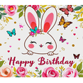 thumbnail image 4 of Adorable Bunny Themed Happy Birthday Banner with Floral Butterfly Decors Party Backdrop Photography Props Birthday Party Decorations Background, 4 of 7