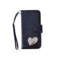 thumbnail image 1 of Fashionable Mobile Phone Case Bling Diamond PU Wallet For Anniversary Day Present Compatible With iPhone 5/5S/SE In Black 1Pcs, 1 of 3