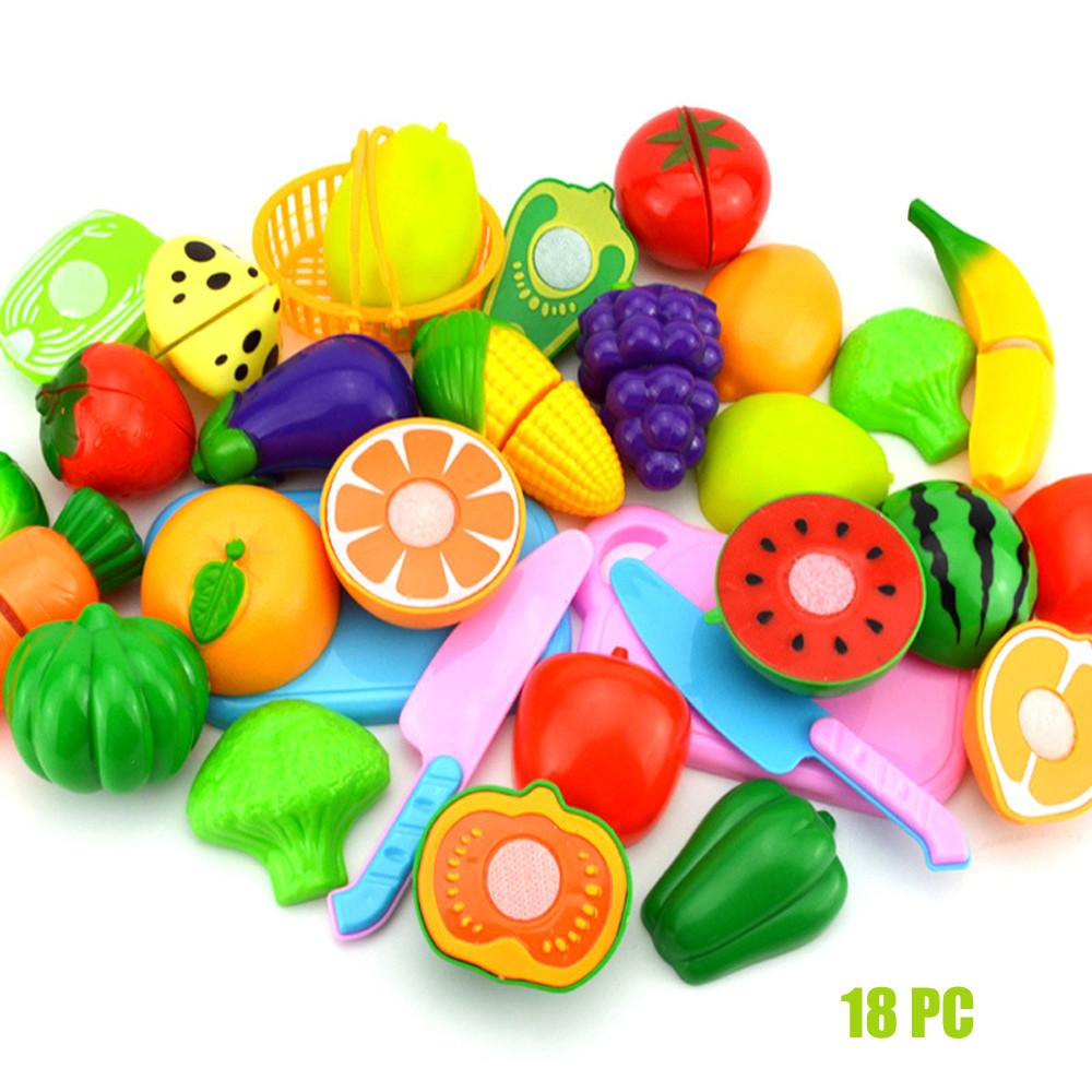 Toys 50% Off Clearance!Tarmeek Kids Pretend Play Kitchen Accessories Toys Kids Pretend Role Play Kitchen Fruit Vegetable Food Toy Cutting Set Gift Birthday Gifts for Kids