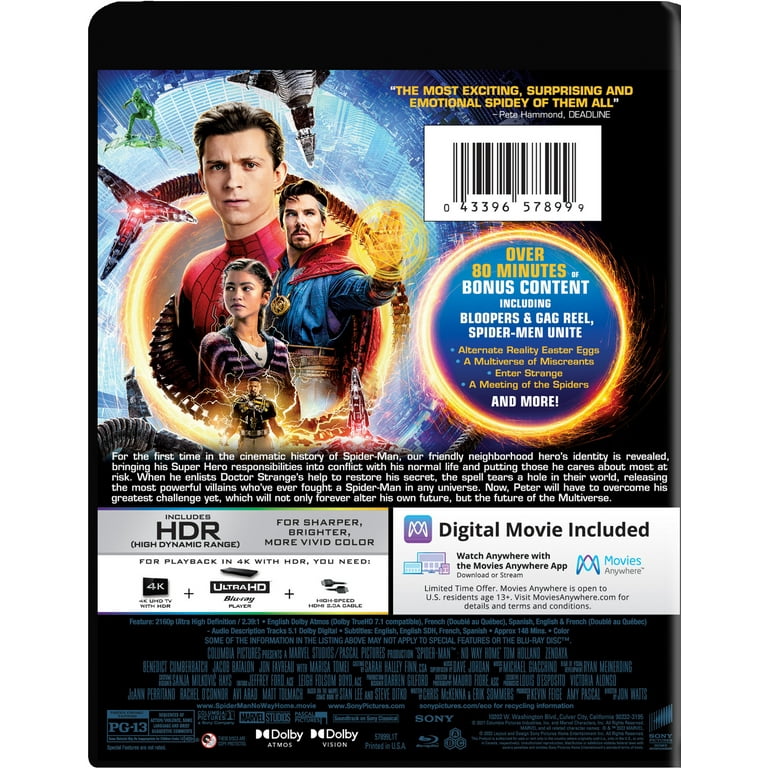 Spider-Man: No Way Home (Walmart Exclusive) (4K Ultra HD + Blu-ray)