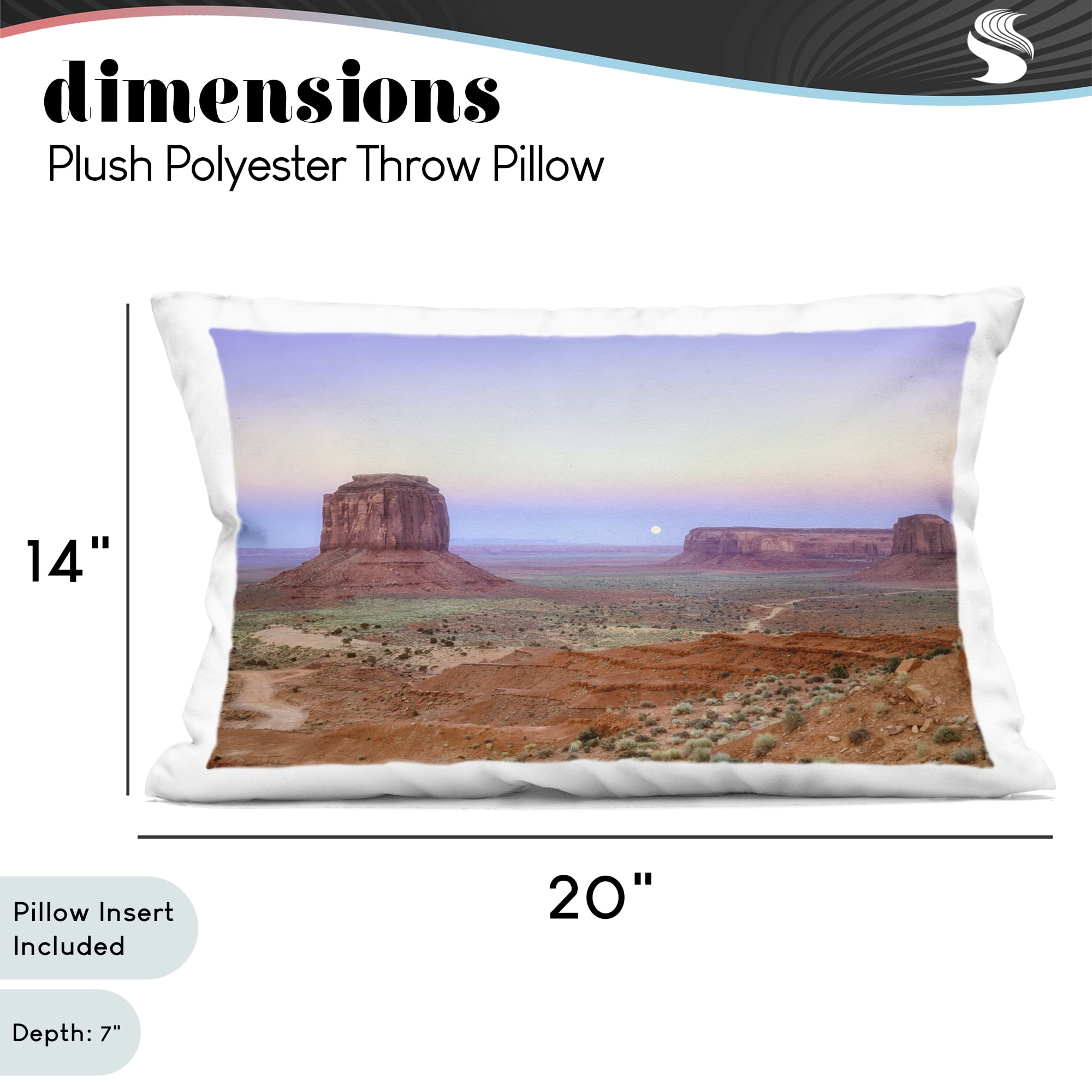 Stupell Industries Moonrise Over Monument Valley Decorative Printed Throw Pillow, design by Dennis Frates, 14 x 7 x 20