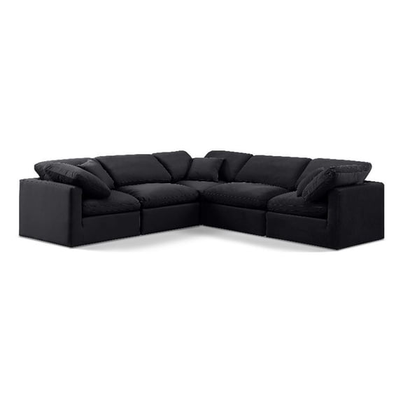 Meridian Furniture Indulge 158.5" Velvet L-Shaped Modular Sectional in Black
