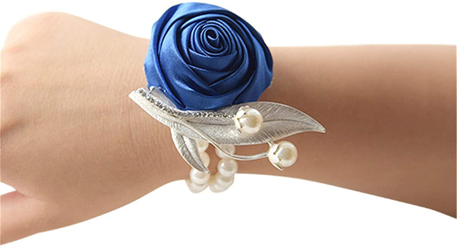 Bride Bridesmaid Wrist Corsage Blue Rose Gril Wrist Flower for Wedding Prom 