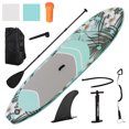 thumbnail image 1 of Outsunny Inflatable Paddle Board, Stand Up Paddle Board Adjustable Aluminum Paddle Non-Slip Deck Spray-painted Flower Pattern , with ISUP Accessories & Carry Bag, 10'5" x 30" x 6", Blue and Grey, 1 of 10