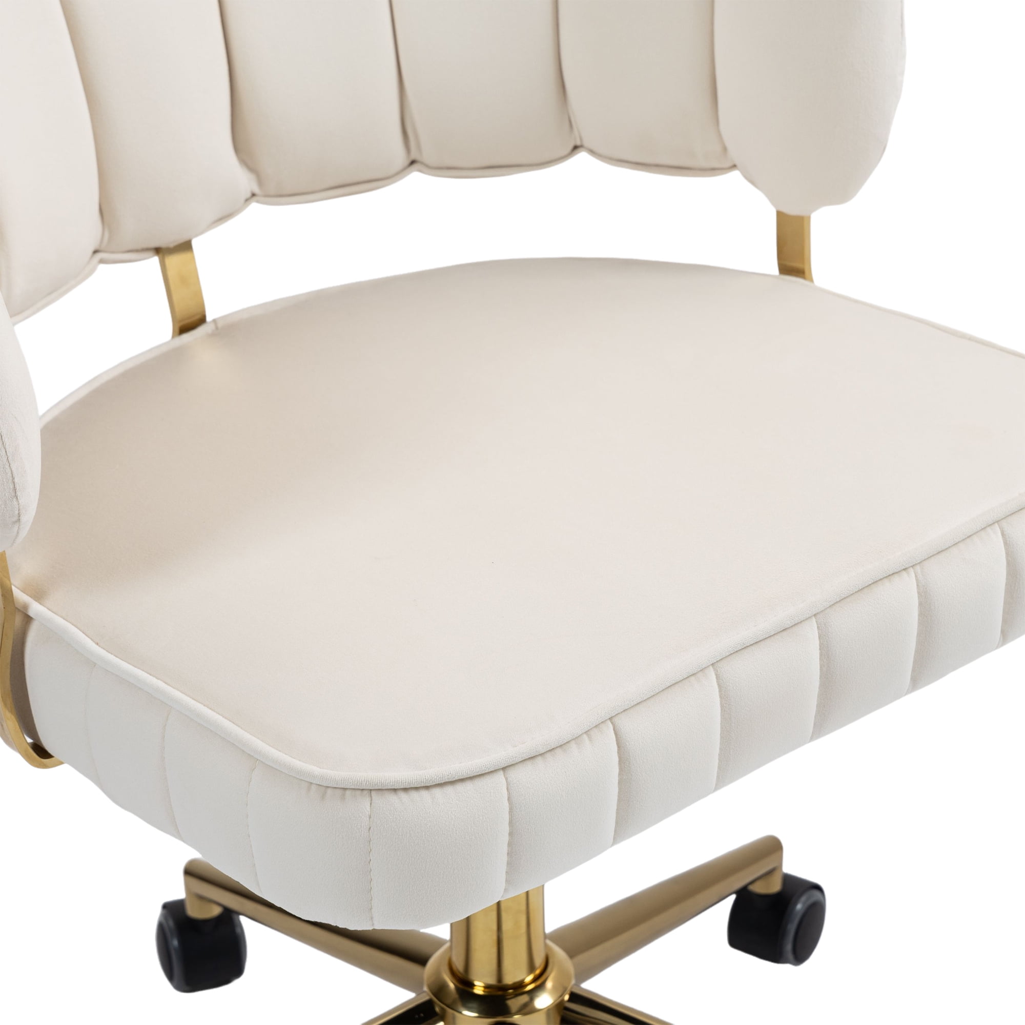 MAYEERTY Velvet Home Office Desk Chair, Modern Cute Computer Chair, Wheels Swivel Height Adjustable Swivel Task Chair for Home Office (Beige Velvet)